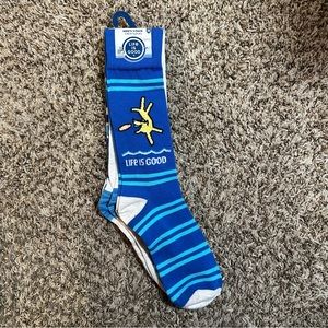 Life Is Good Men's 3 Pack Crew Socks White Blue Size 6-12.5 NEW